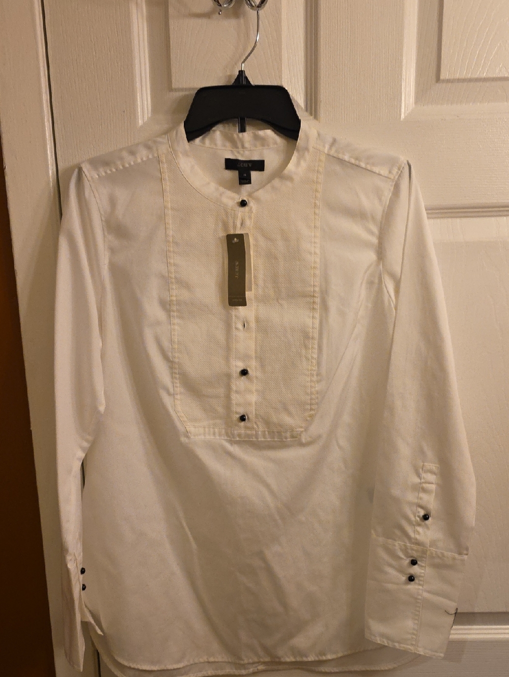 INC International Concepts White Mandarin Collar Pintuck Blouse